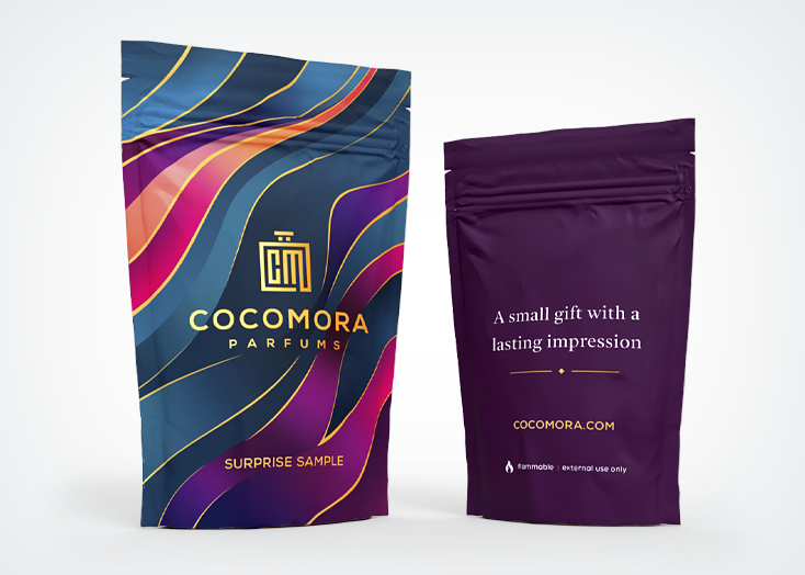 Sample pouches voor Cocomora Parfums